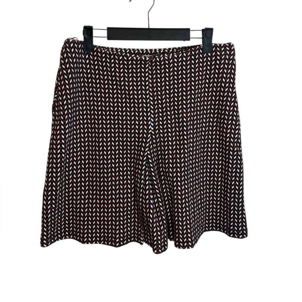 MNG Suit Navy Blue Red Geometric A-Line Skirt